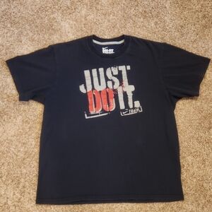 Boys Nike Black Tee with Red and White Graphic, Size L